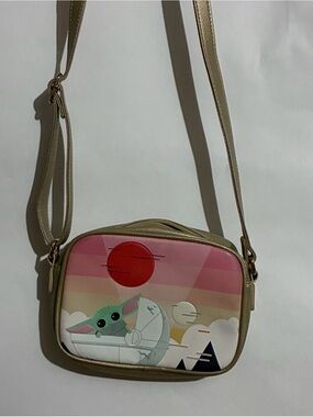 Star Wars Taupe Crossbody Bag with baby yoda